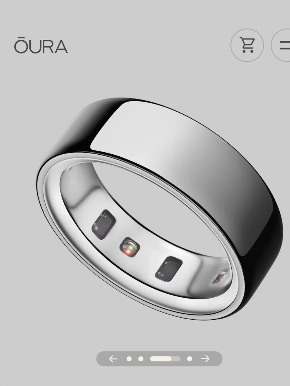 NWT Oura Ring 4 Smart Ring - Silver - Size 7 - Charger Included